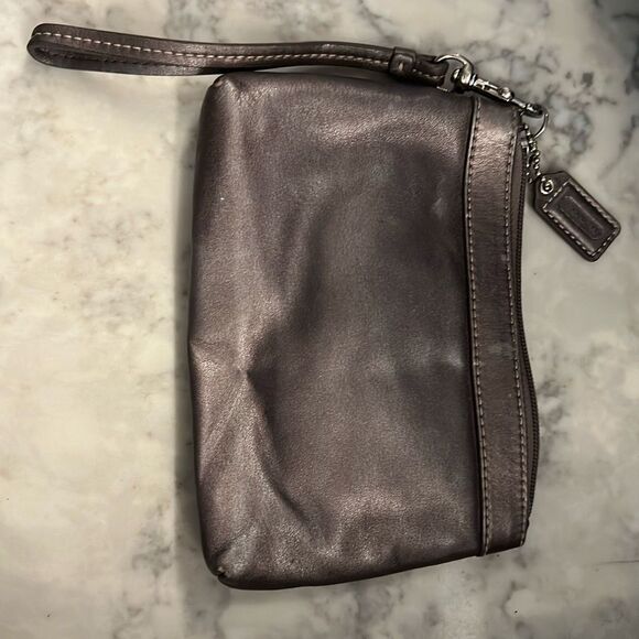 Coach Gray Metallic Wristlet GUC - Picture 3 of 7